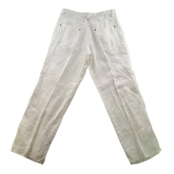 Phat Farm Mens Pants Size 34 White Straight Trousers 100% Linen Blend Casual - Picture 2 of 15